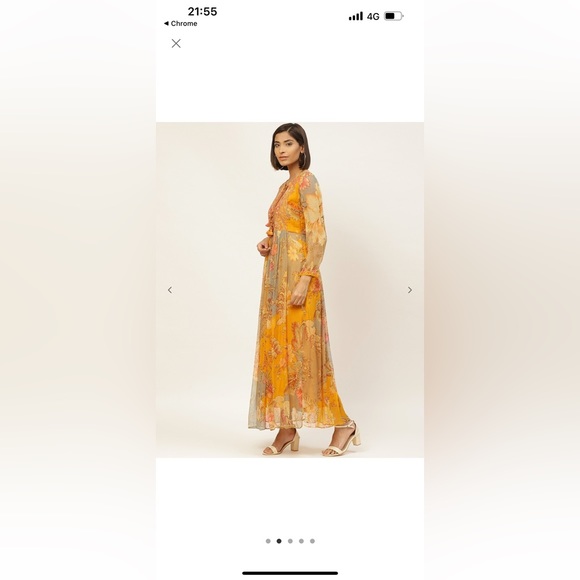 Label ritu kumar maxi dress in mustard colour in size L - Picture 2 of 4
